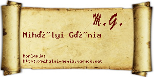 Mihályi Génia névjegykártya
